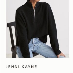 Jenni Kayne Black Half-Zip Sweater size S cashmere